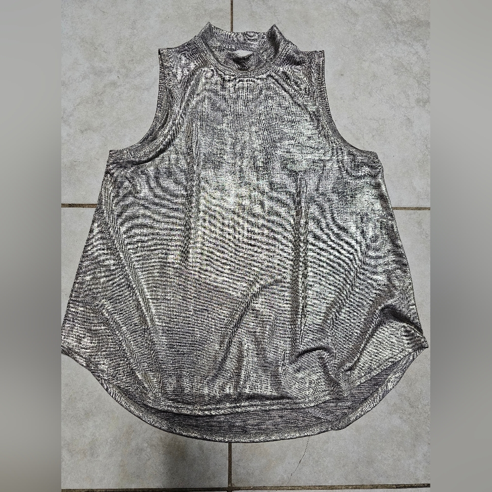 Anthropologie metallic gold mock turtleneck blouse top xs